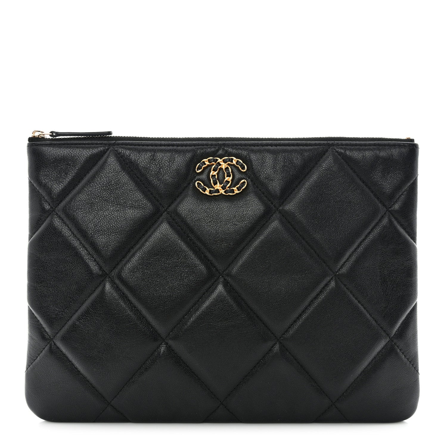 Chanel Goatskin Quilted Large Chanel 19 Cosmetic Case Black 1 of 10