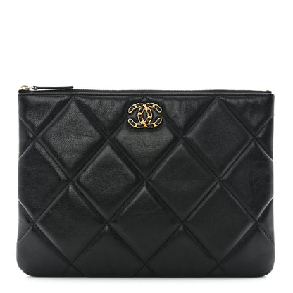 Chanel Goatskin Quilted Large Chanel 19 Cosmetic Case Black 1 of 10