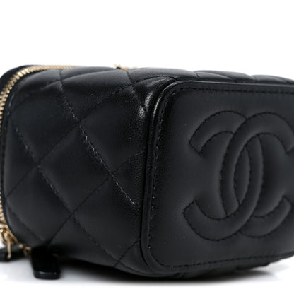 Chanel Lambskin Quilted Mini CC Crush Vanity Case With Chain Black 9 of 11