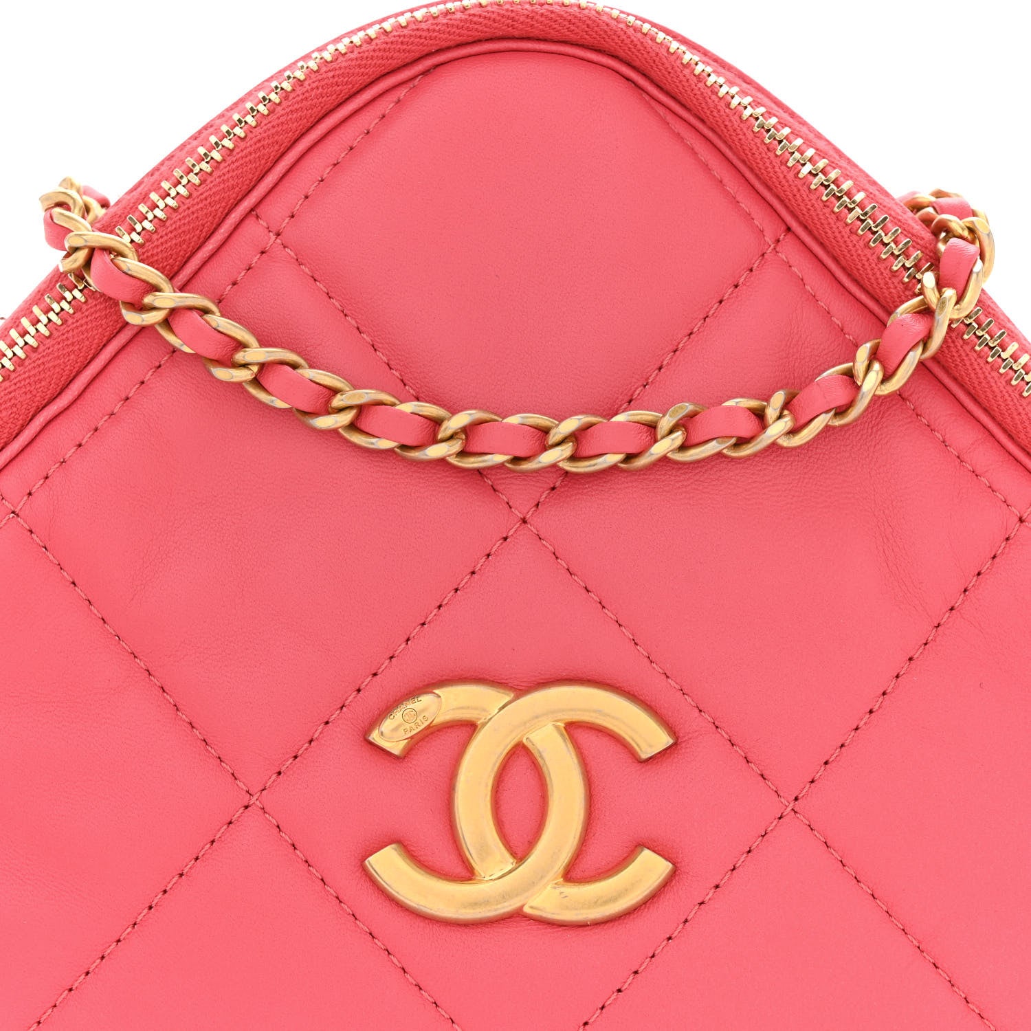 Chanel Lambskin Quilted Diamond Clutch With Chain Pink 8 of 10