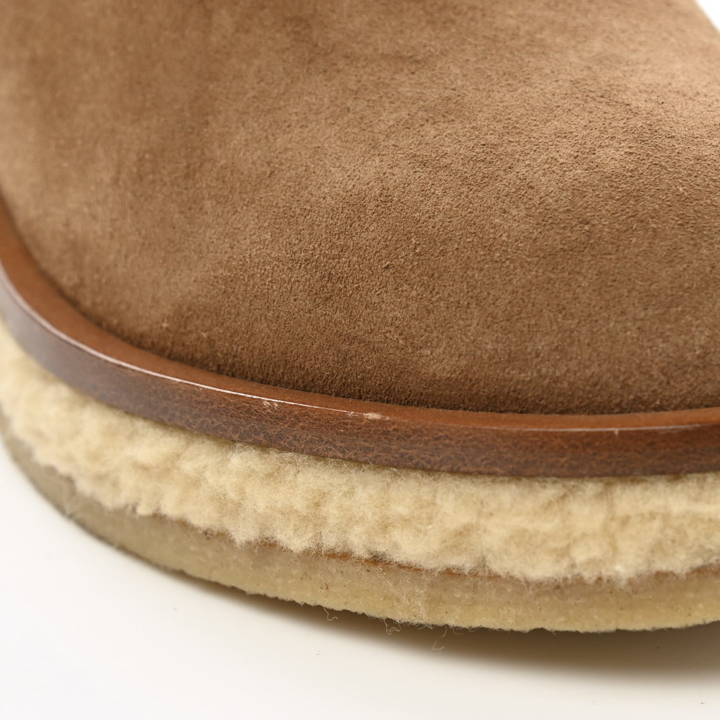 Shearling Suede Calfskin High Boots 36 Brown Beige