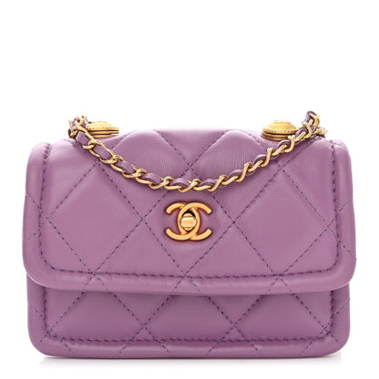 Chanel Shiny Lambskin Quilted Extra Mini Flap Purple 1 of 10