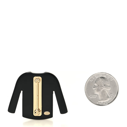 Chanel Resin Sweater CC Brooch Black White 2 of 3