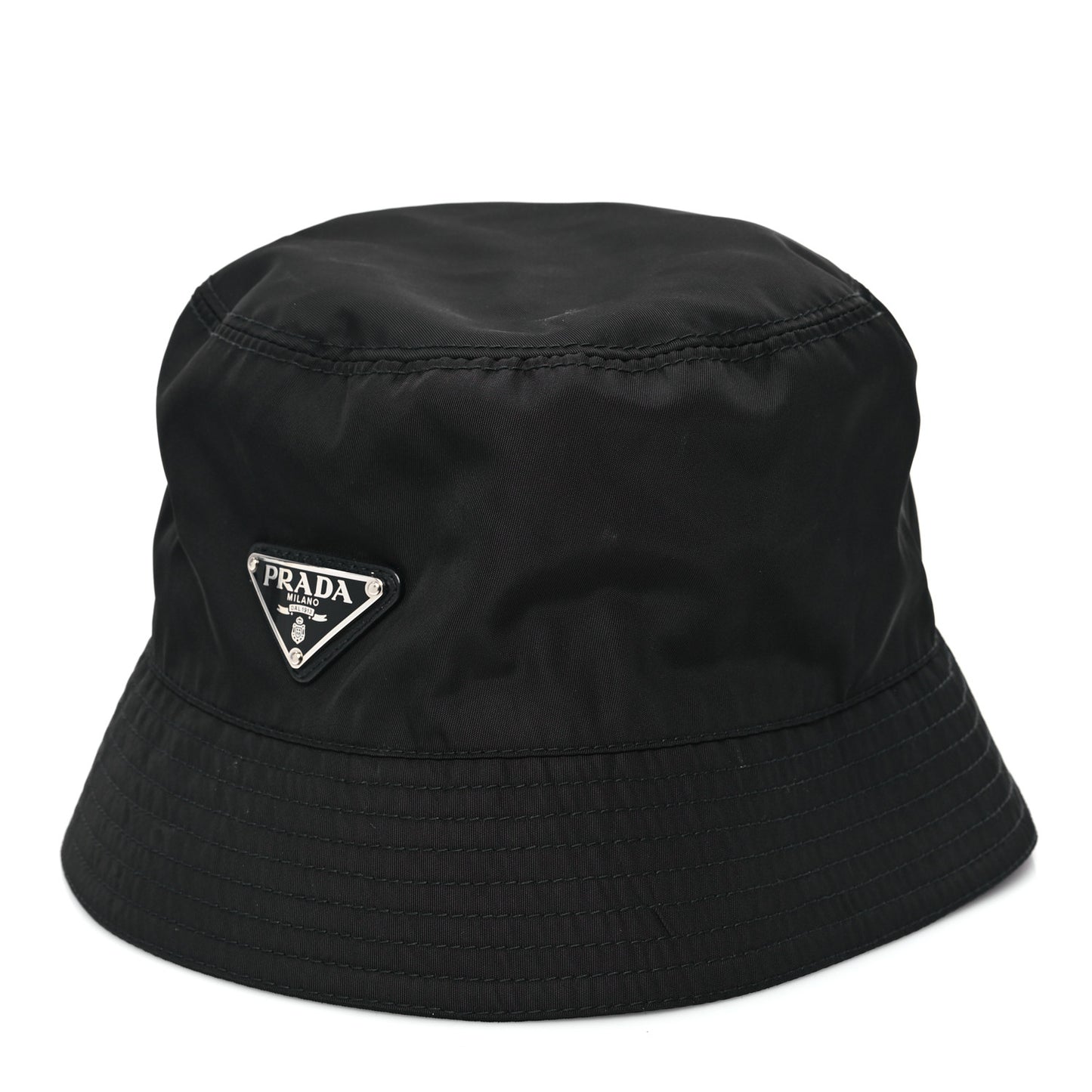 Re-Nylon Metal Triangle Logo Womens Bucket Hat M Black