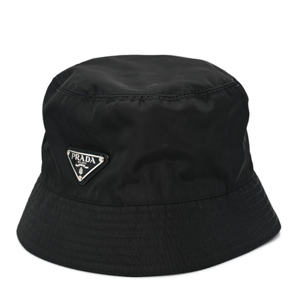 Prada Re-Nylon Metal Triangle Logo Womens Bucket Hat M Black 1 of 8