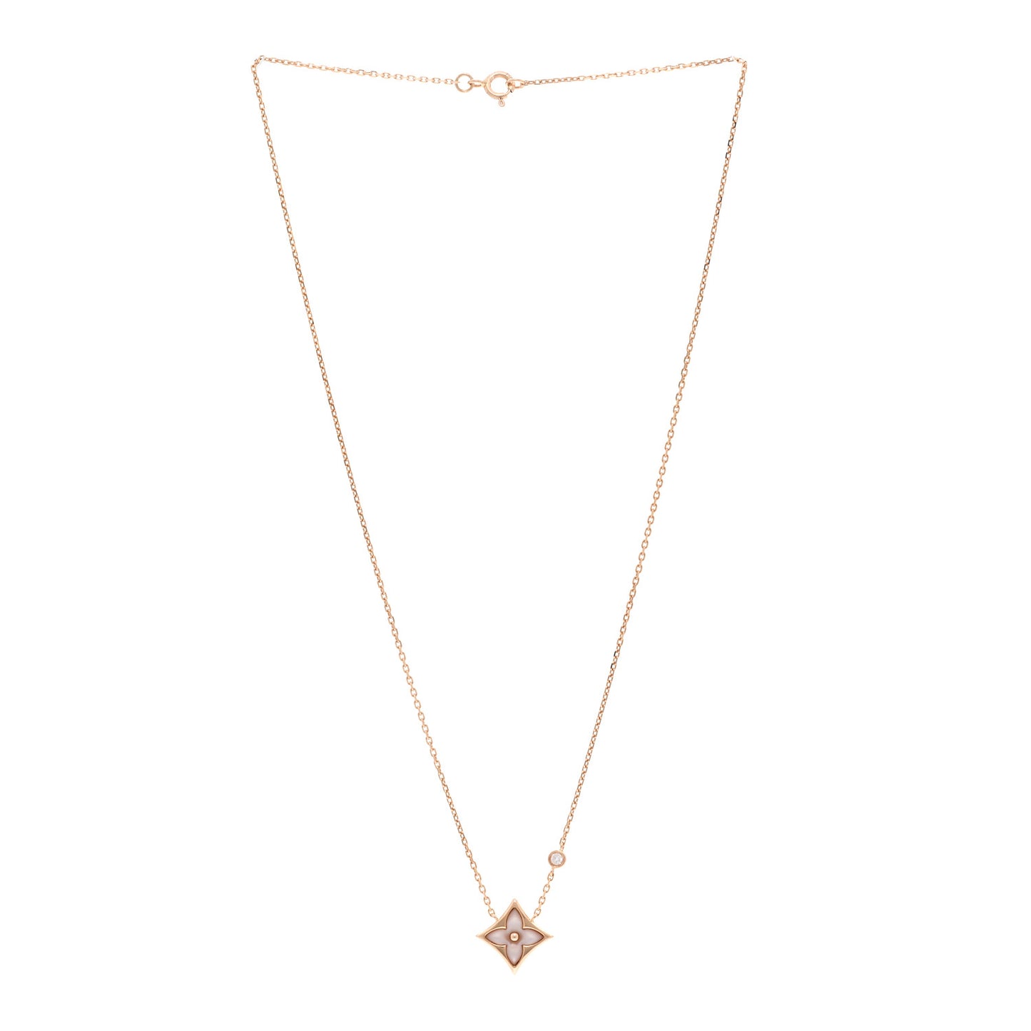 LOUIS VUITTON 18K Pink Gold Diamond Pink Mother of Pearl Color Blossom BB Star Pendant Necklace