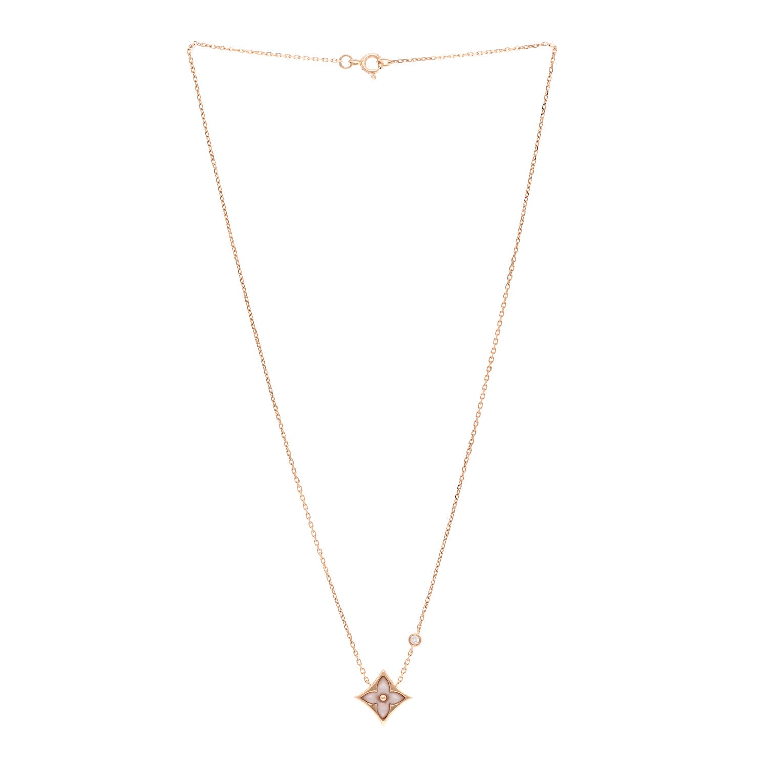 Louis Vuitton LOUIS VUITTON 18K Pink Gold Diamond Pink Mother of Pearl Color Blossom BB Star Pendant Necklace 3 of 4