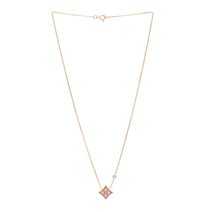 Louis Vuitton LOUIS VUITTON 18K Pink Gold Diamond Pink Mother of Pearl Color Blossom BB Star Pendant Necklace 3 of 4