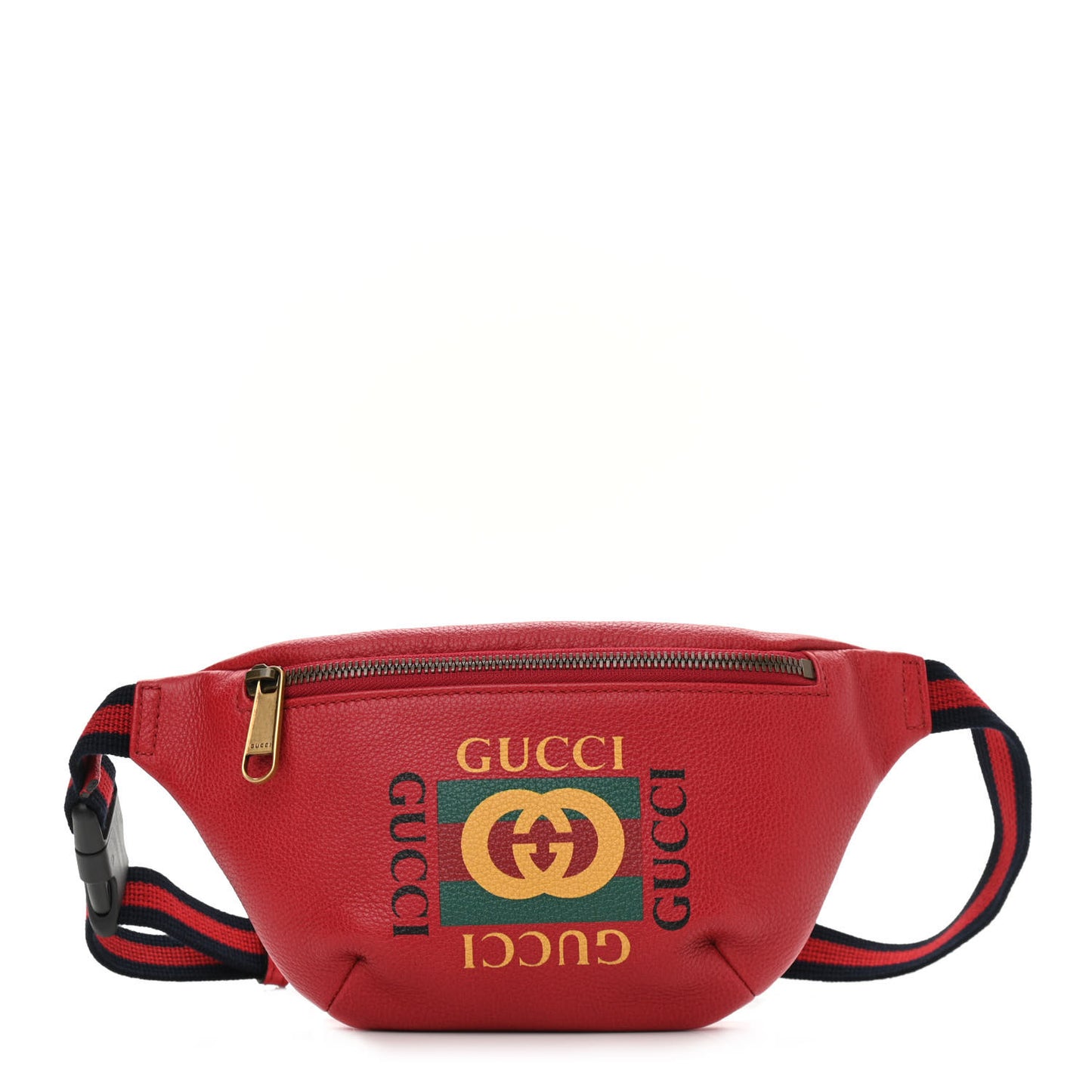 Grained Calfskin Small Logo Belt Bag Hibiscus Red