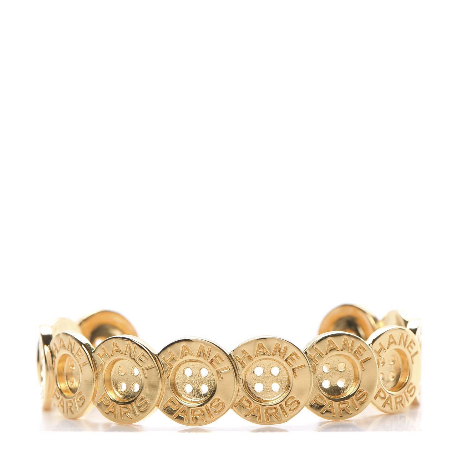 Metal Paris Button Logo Cuff Bracelet Gold