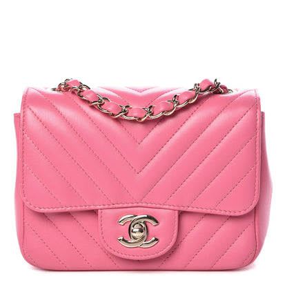 Chanel Lambskin Chevron Quilted Mini Square Flap PInk 1 of 10