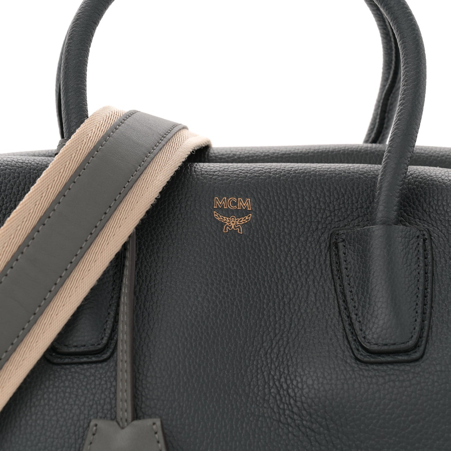 MCM Grained Calfskin Medium Milla Tote Phantom Grey 8 of 12