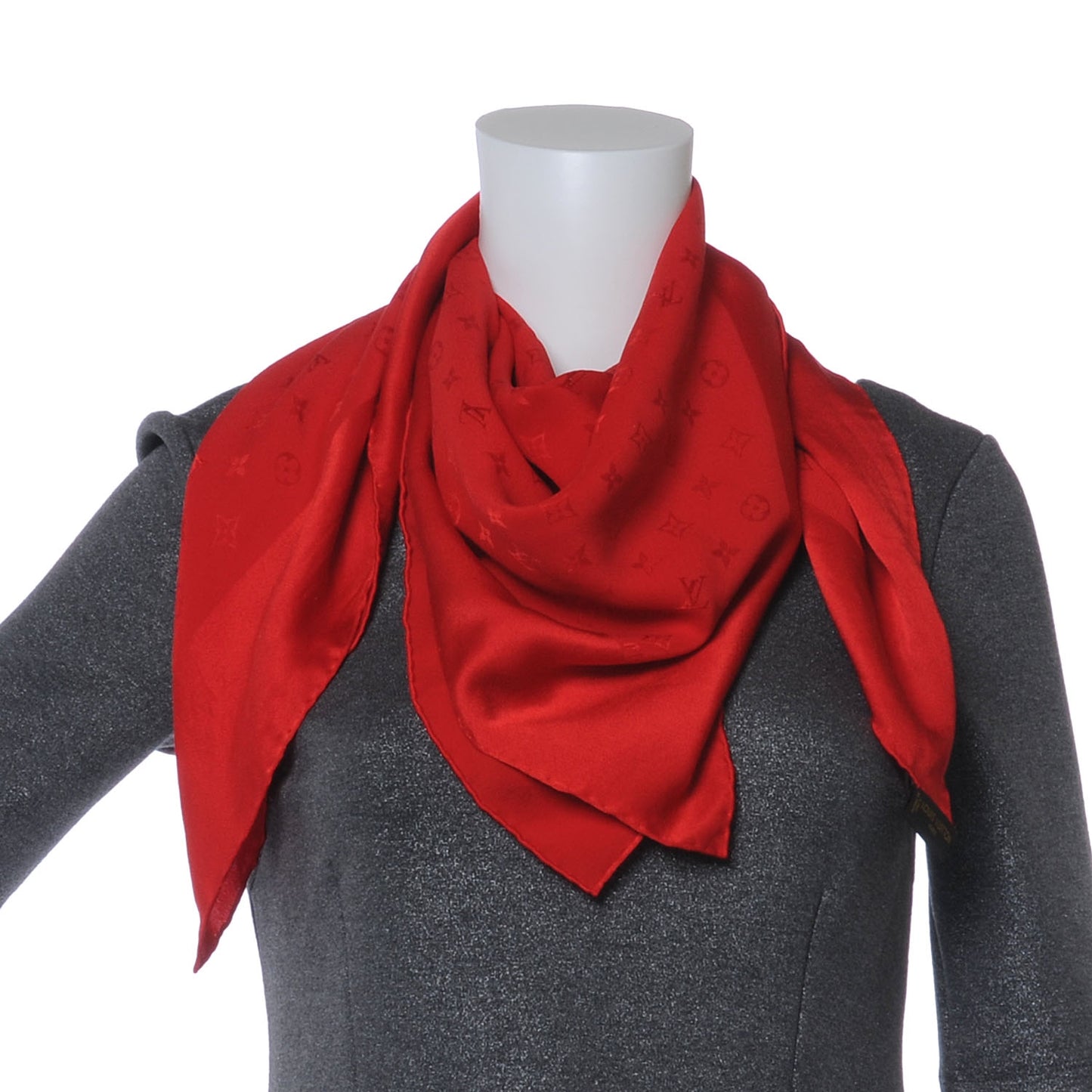 Silk Monogram Monaco Scarf Red