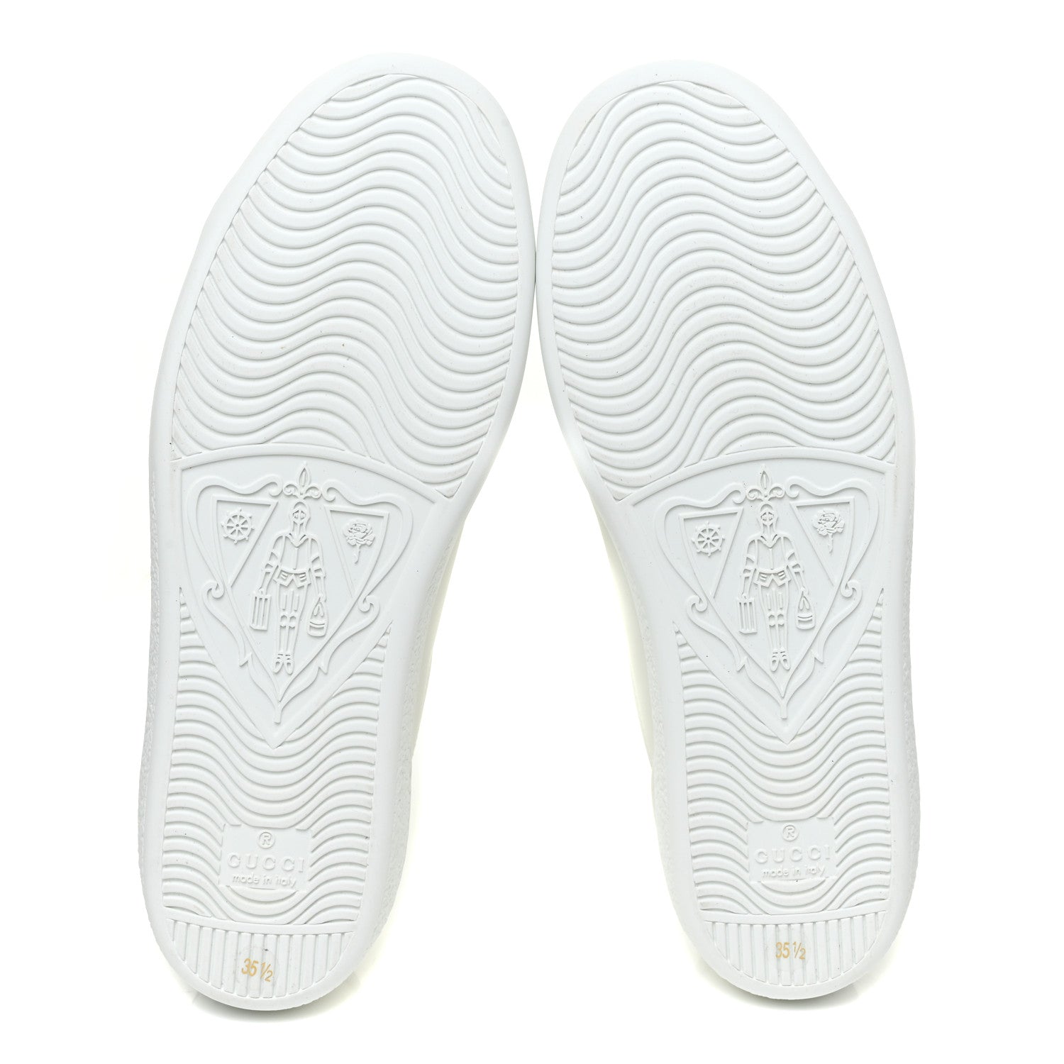 Gucci Calfskin Interlocking G Perforated Womens Ace Sneakers 35.5 White Grey Sky 5 of 8