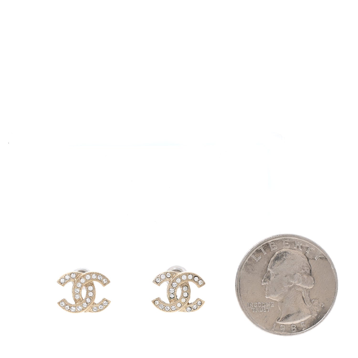 Chanel Crystal Mini CC Earrings Gold 2 of 6