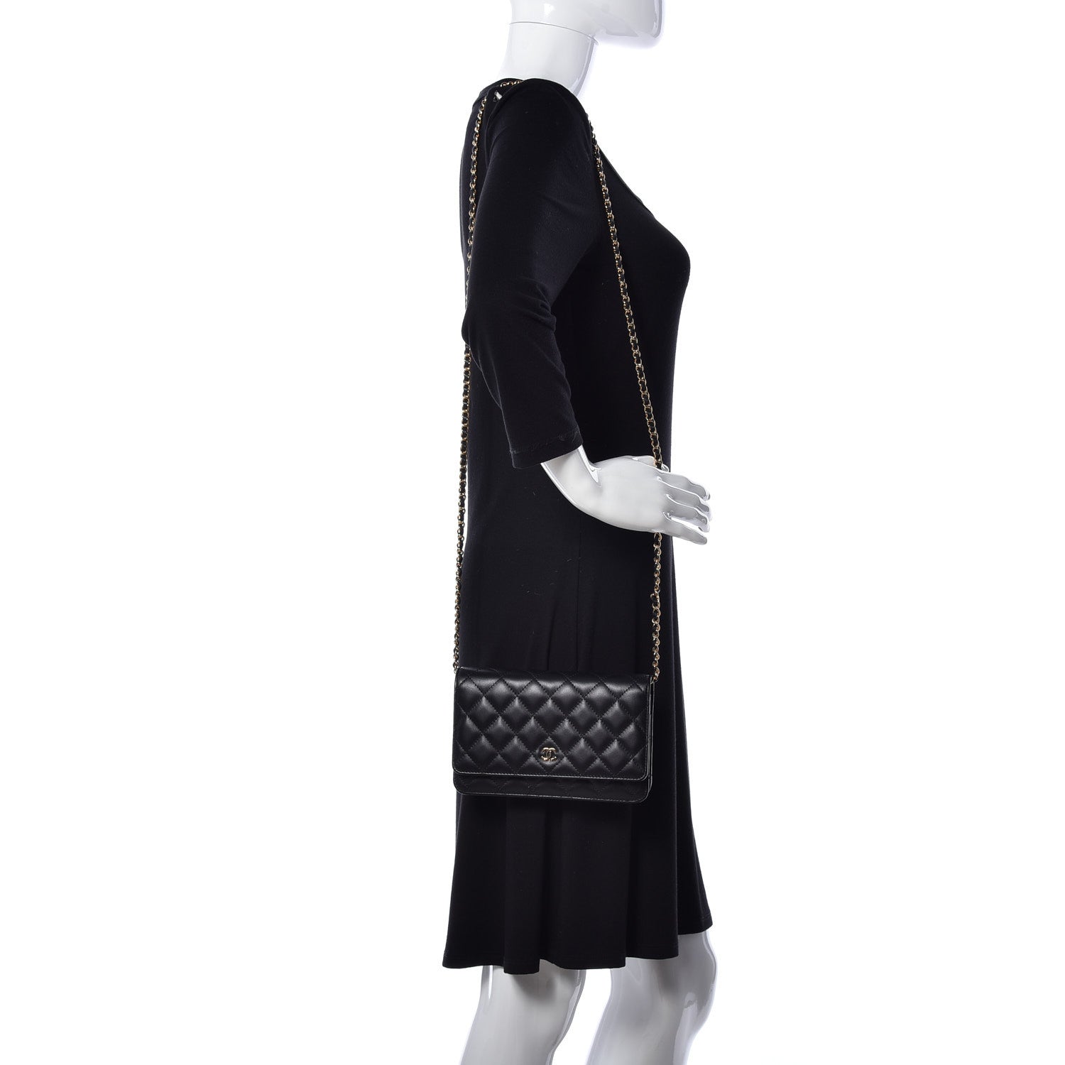 Chanel Lambskin Quilted Wallet On Chain WOC Black 2 of 10