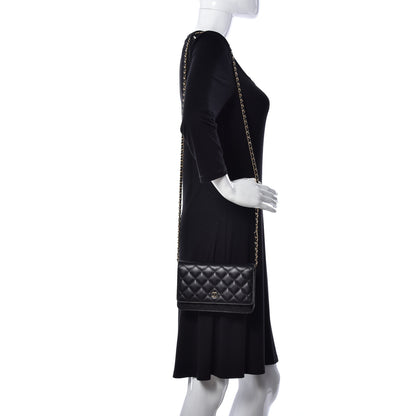 Chanel Lambskin Quilted Wallet On Chain WOC Black 2 of 10