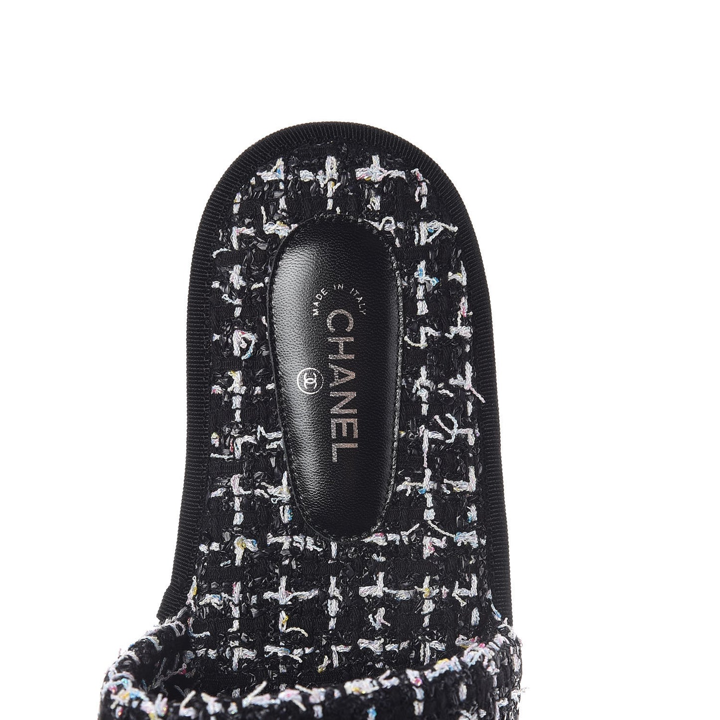 Tweed CC Flat Mules M Black