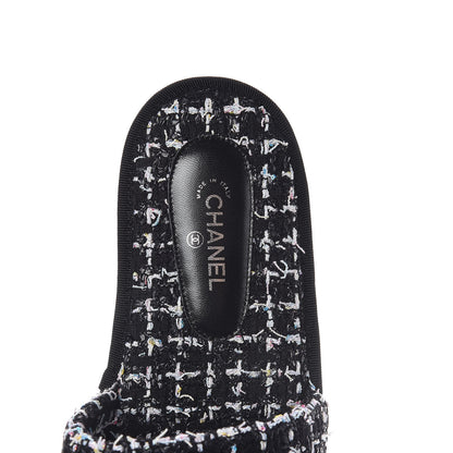 Chanel Tweed CC Flat Mules M Black 6 of 7