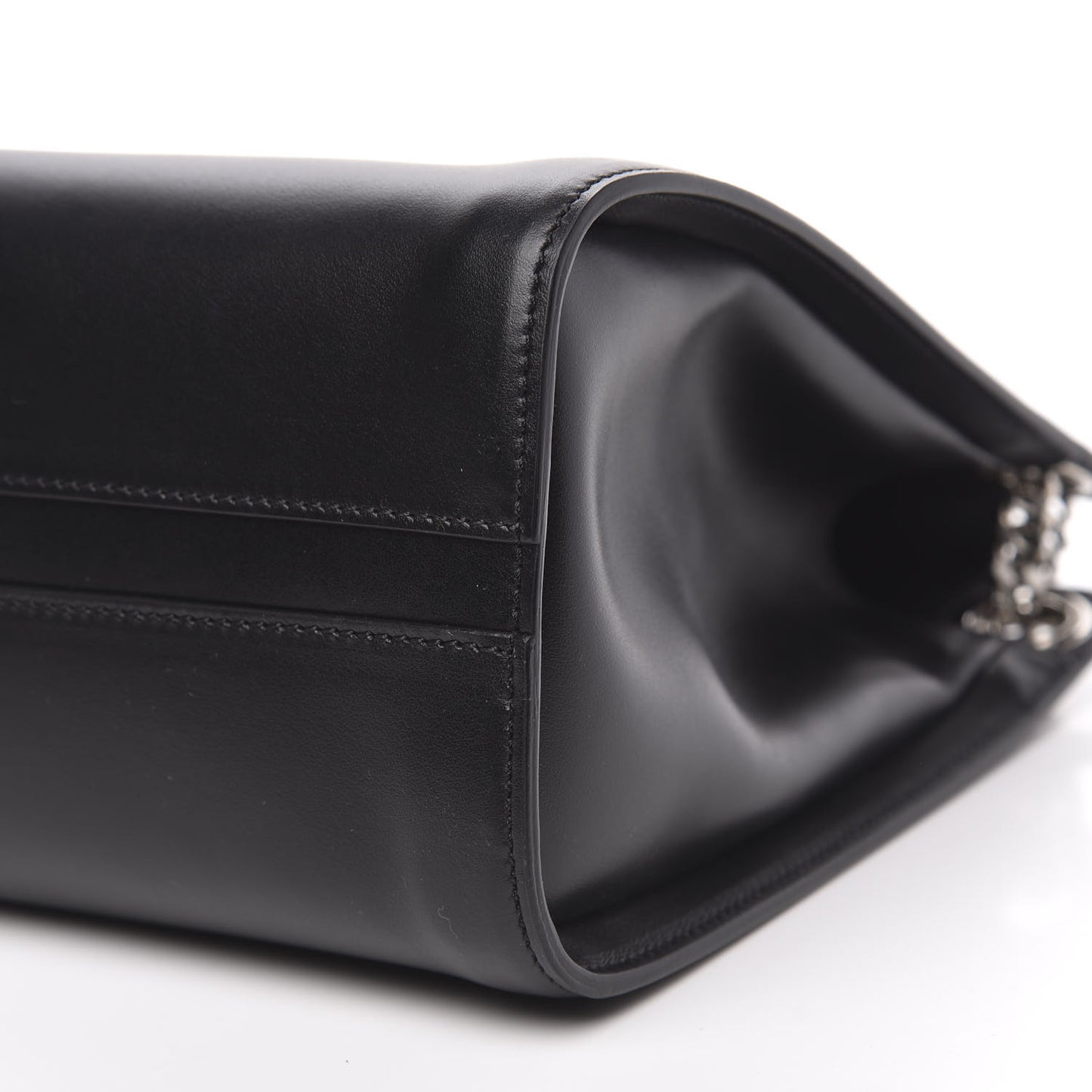 Shiny Calfskin Medium Annie Shoulder Bag Black