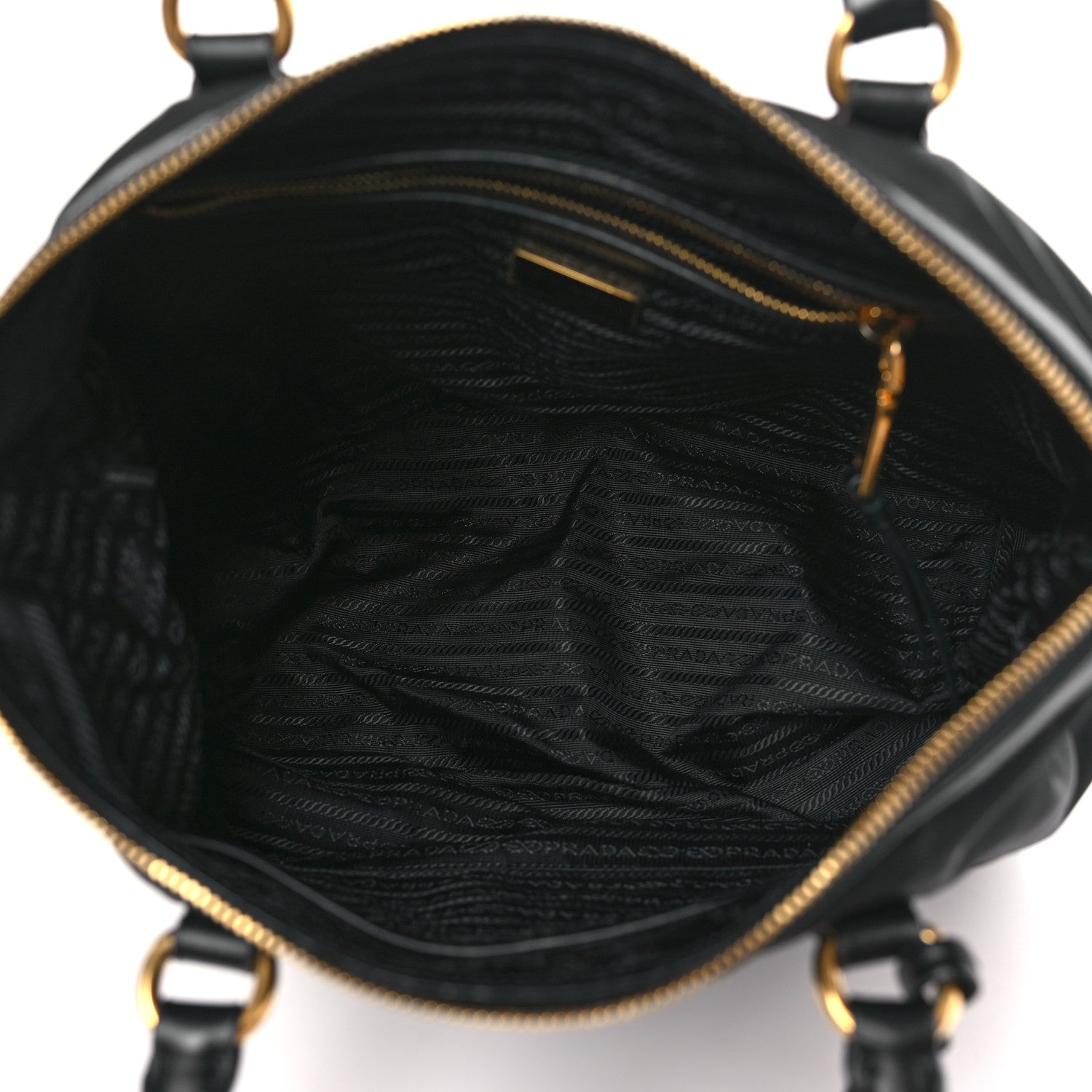 Prada Tessuto Nylon Soft Calfskin Tote Black 5 of 10