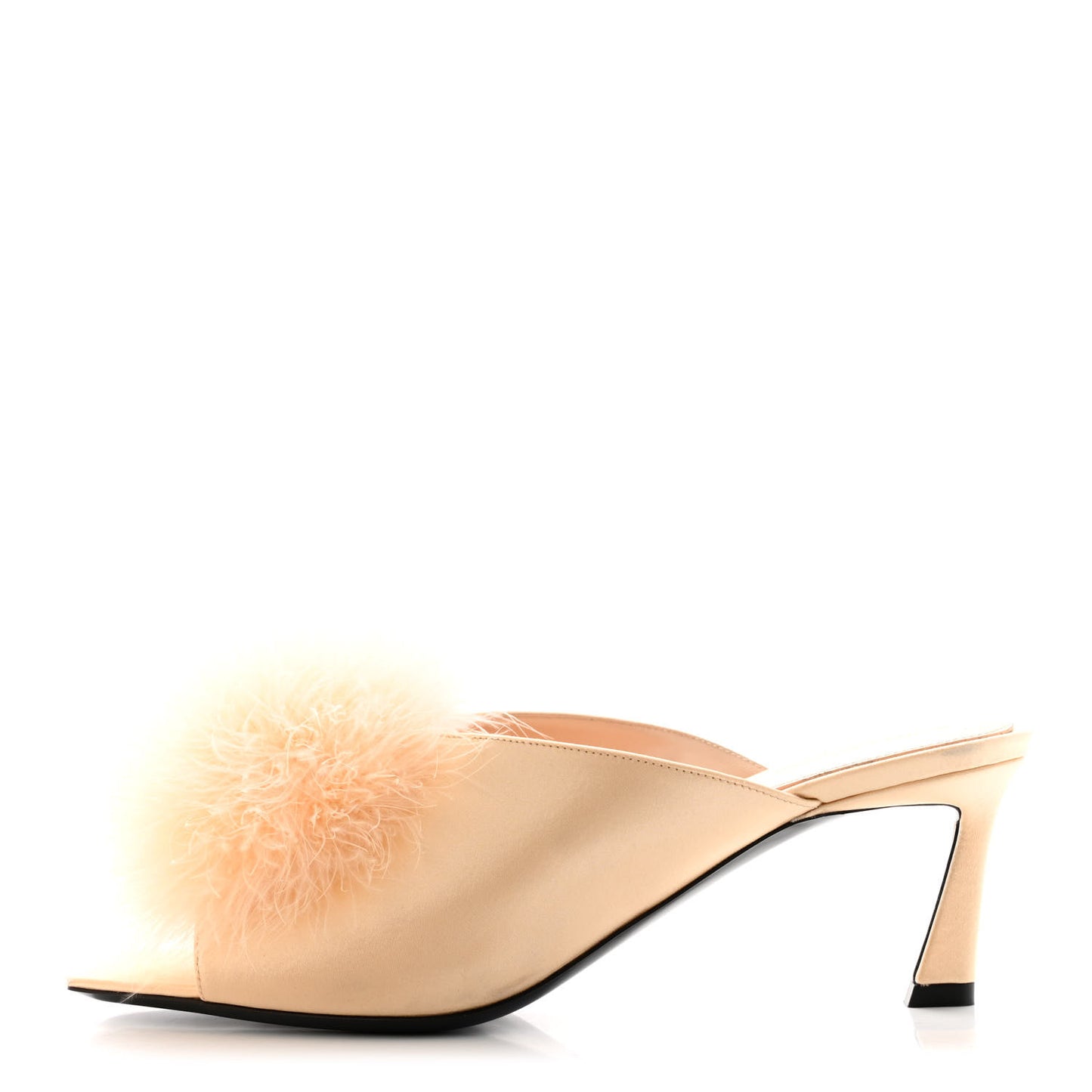 Satin Feather Mae Mule Sandals 38 Soft Nude