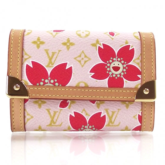 Monogram Cherry Blossom Porte-Monnaie Plat Coin Purse Red