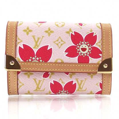 Louis Vuitton Monogram Cherry Blossom Porte-Monnaie Plat Coin Purse Red 1 of 7