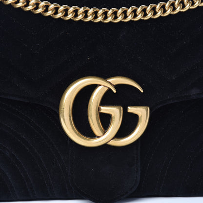 Gucci Velvet Matelasse Medium GG Marmont Shoulder Bag Black 8 of 15