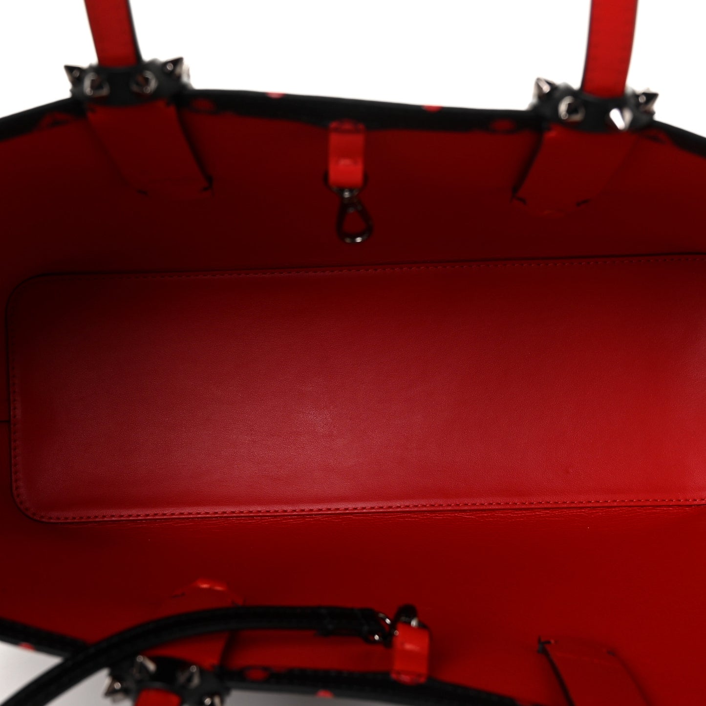 Perforated Calfskin Degrade Loubinthesky East West Cabata Tote Black Red