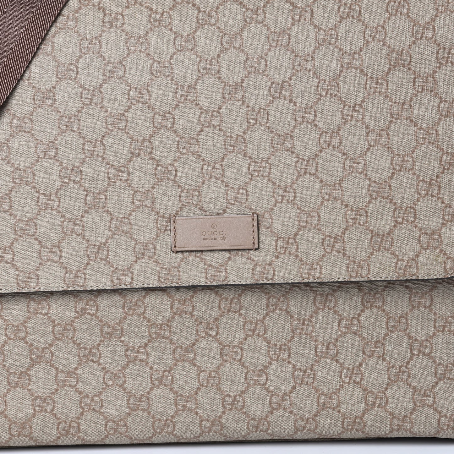 GG Supreme Monogram Messenger Diaper Bag Beige