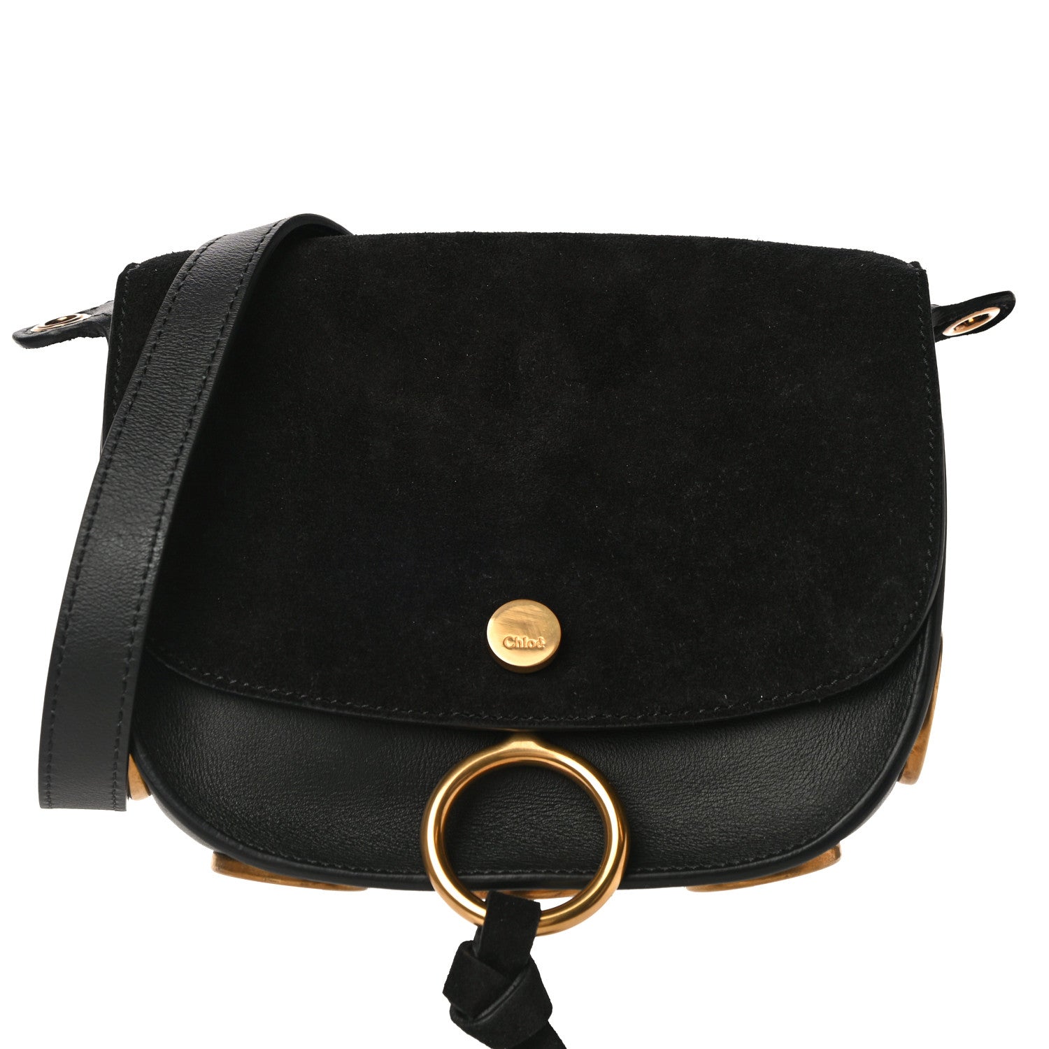 Chloe Suede Smooth Calfskin Mini Kurtis Shoulder Bag Classic Black 8 of 13
