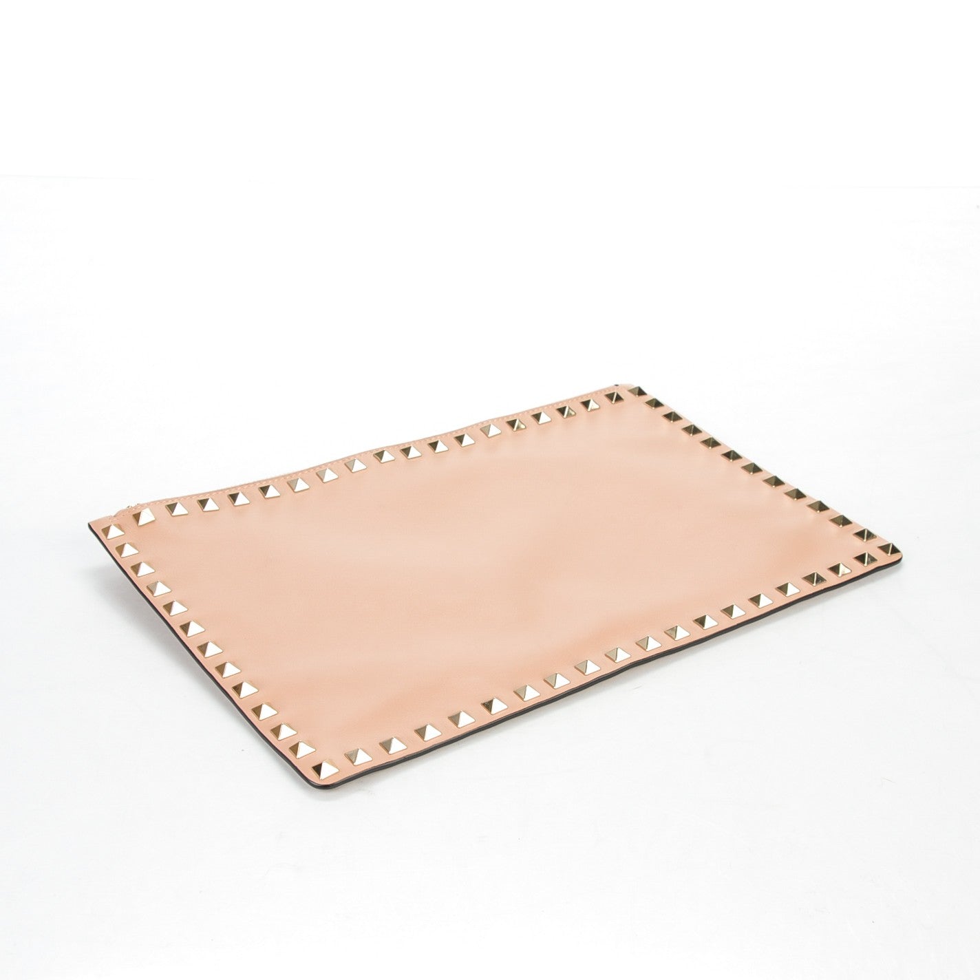 Valentino Garavani Vitello Large Rockstud Zip Pouch Soft Noisette 1 of 6