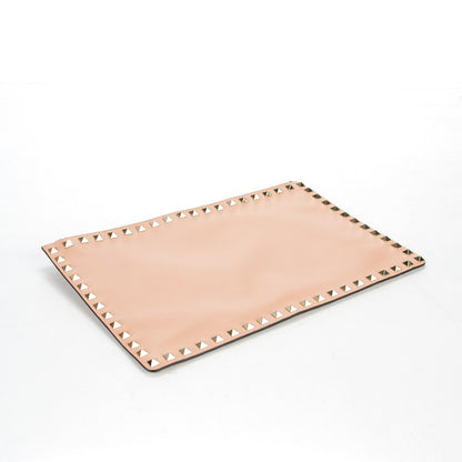 Valentino Garavani Vitello Large Rockstud Zip Pouch Soft Noisette 1 of 6