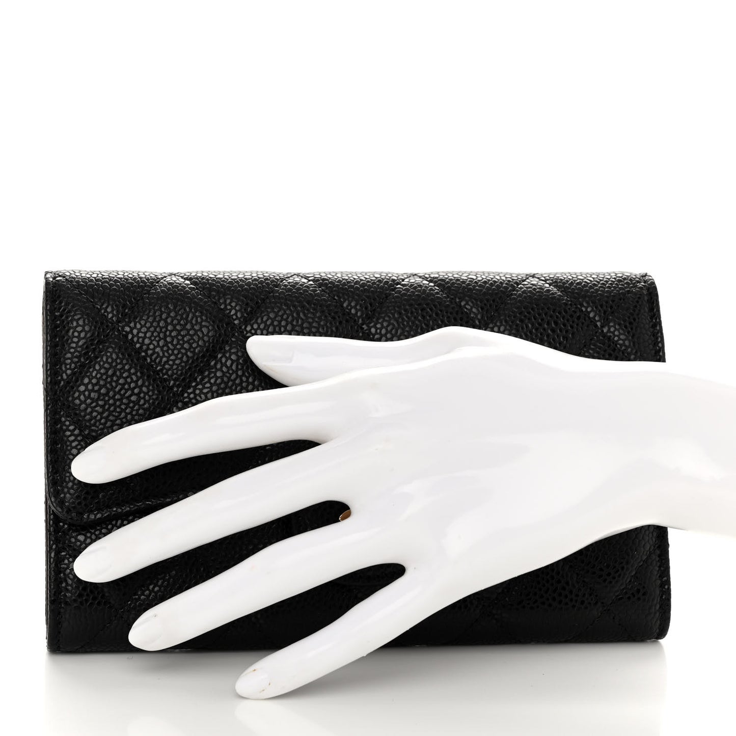 Caviar Quilted Large Flap Wallet Black