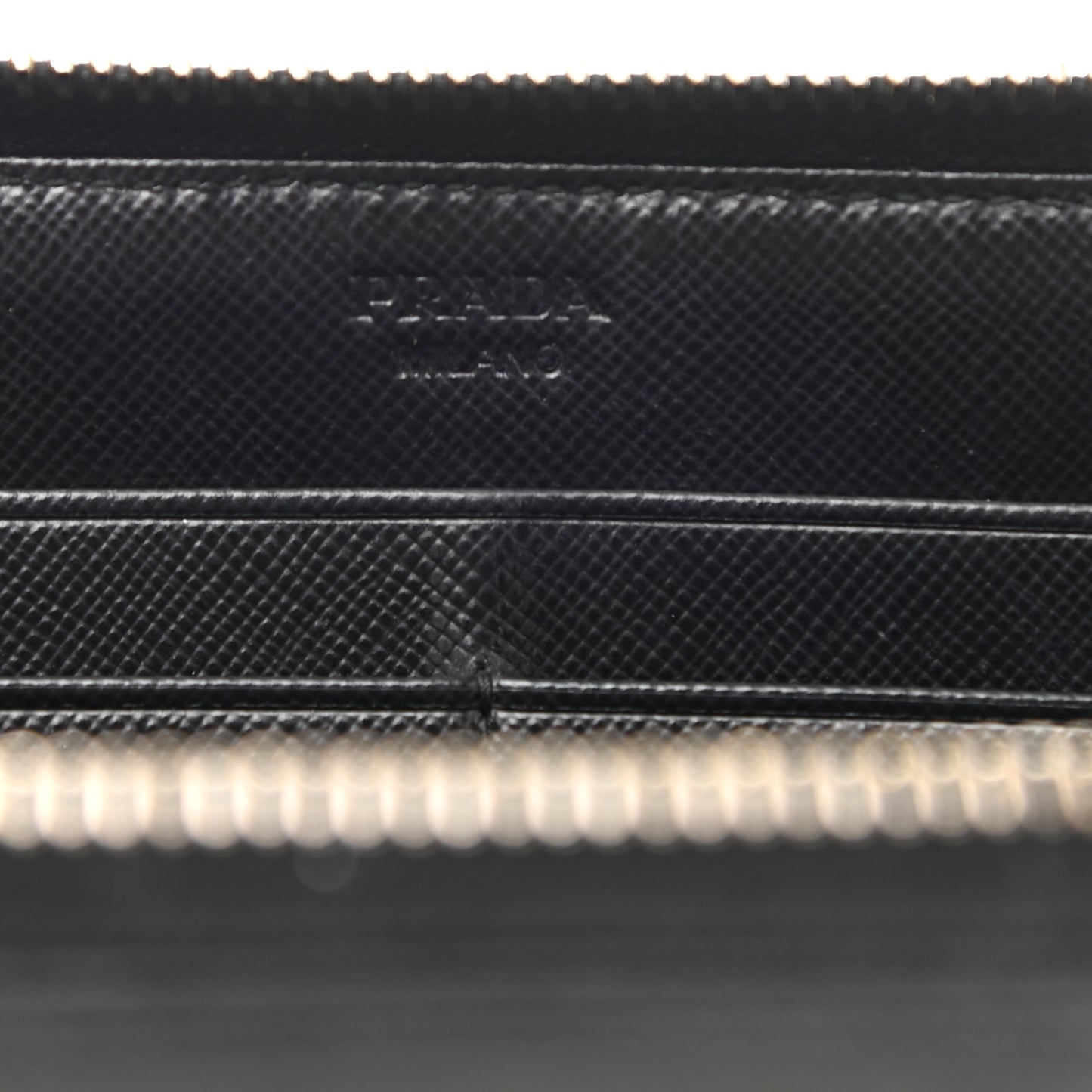 Saffiano Metal Zip Around Wallet Black