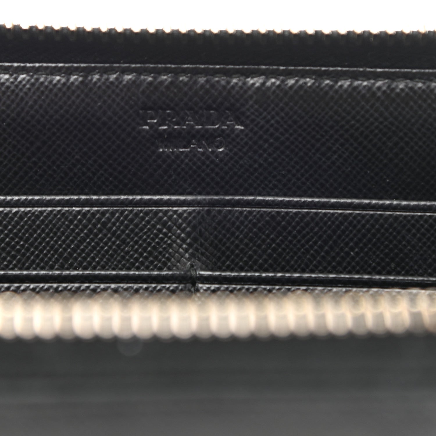 Prada Saffiano Metal Zip Around Wallet Black 6 of 7