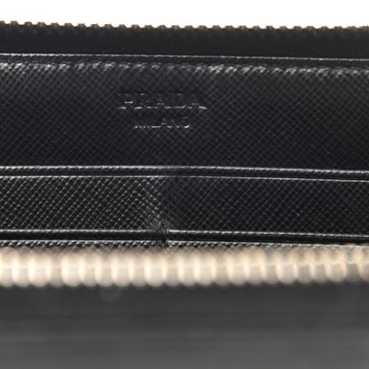Prada Saffiano Metal Zip Around Wallet Black 6 of 7
