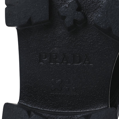 Prada Spazzolato Rois Re-Nylon Metal Triangle Logo Monolith Pouch Pocket 55mm Boots 41 Black 8 of 14