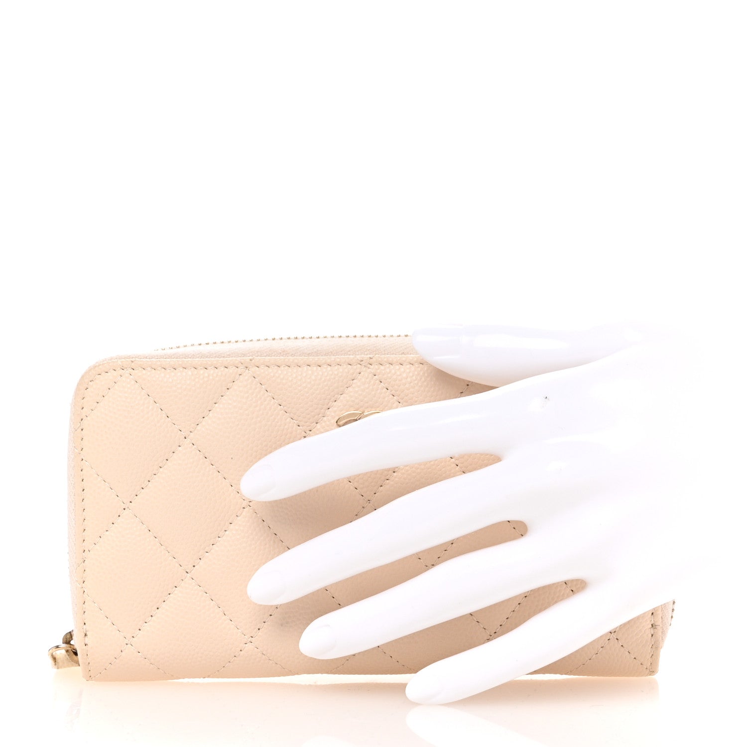 Chanel Caviar Quilted Medium Zip Around Wallet White 2 of 8