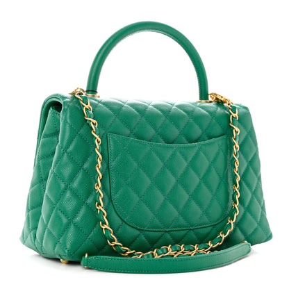 Chanel Caviar Quilted Small Coco Handle Flap Green 3 of 10