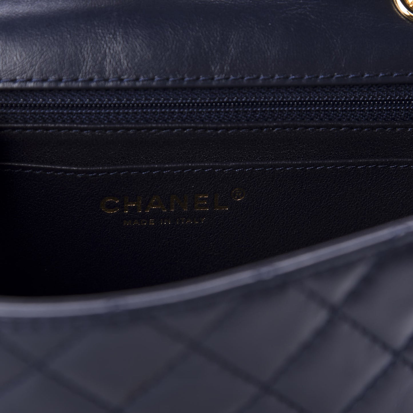 Aged Calfskin Quilted 2.55 Reissue Mini Flap Navy
