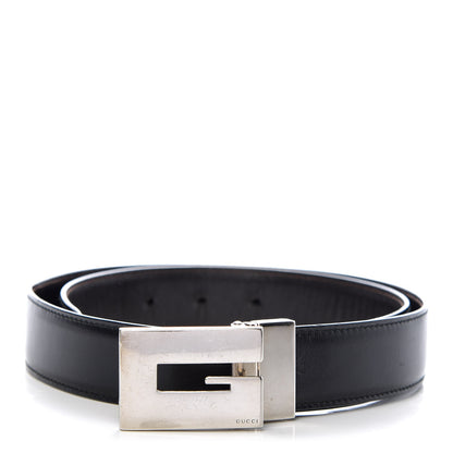 Gucci Calfskin Embossed Reversible Square G Buckle Belt 80 32 Black Brown 1 of 8