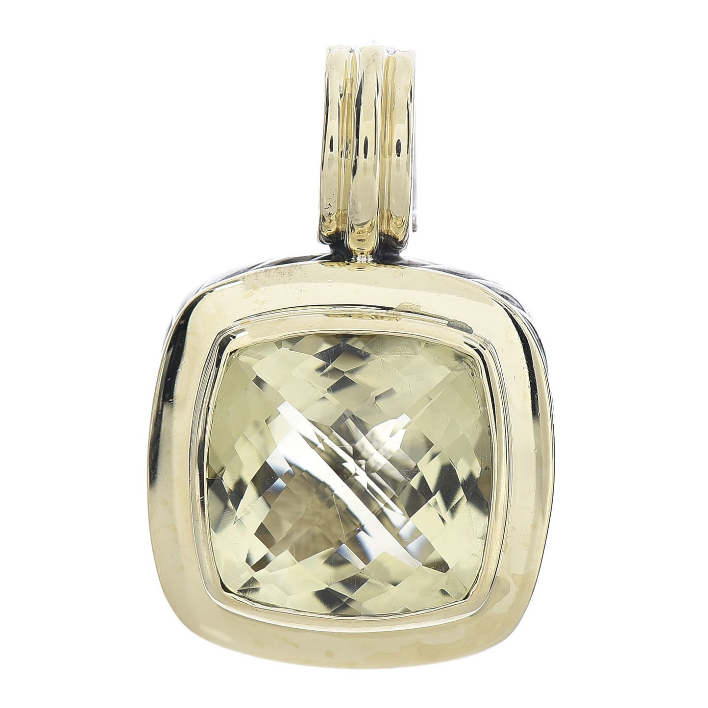 Sterling Silver 18K Yellow Gold Prasiolite 14mm Albion Pendant