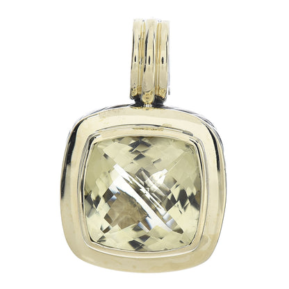 David Yurman Sterling Silver 18K Yellow Gold Prasiolite 14mm Albion Pendant 1 of 3
