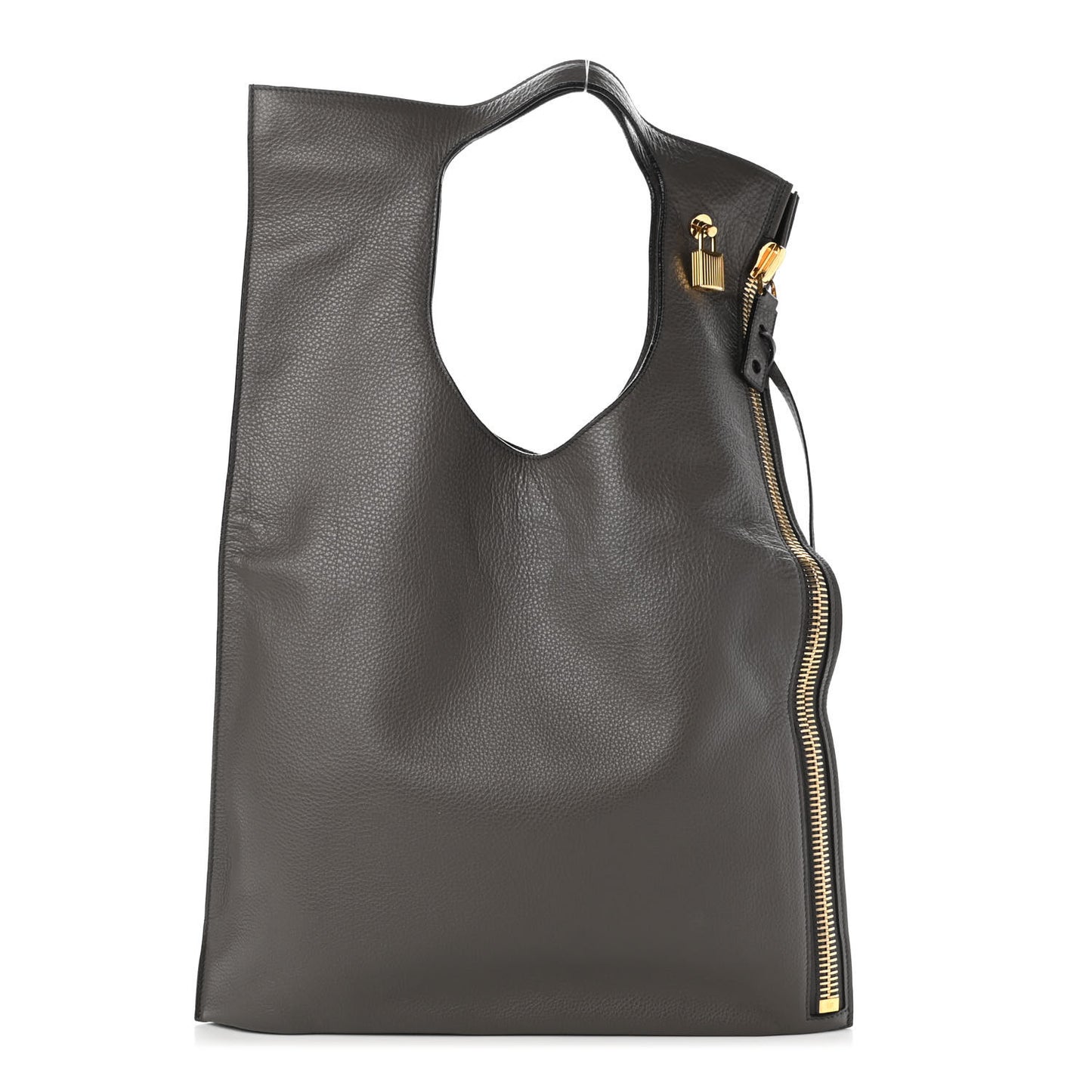 Calfskin Large Alix Padlock Zip Shoulder Bag Graphite
