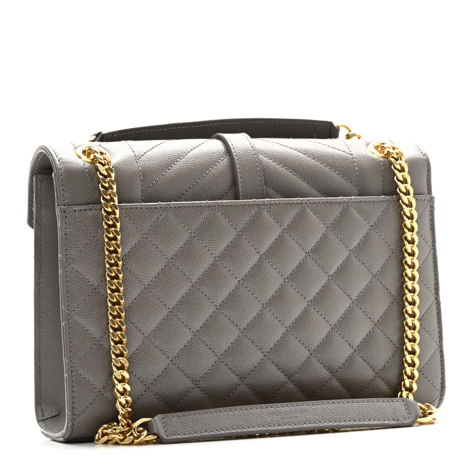 Saint Laurent Grain De Poudre Textured Mixed Matelasse Medium Triquilt Monogram Satchel Fog 3 of 9