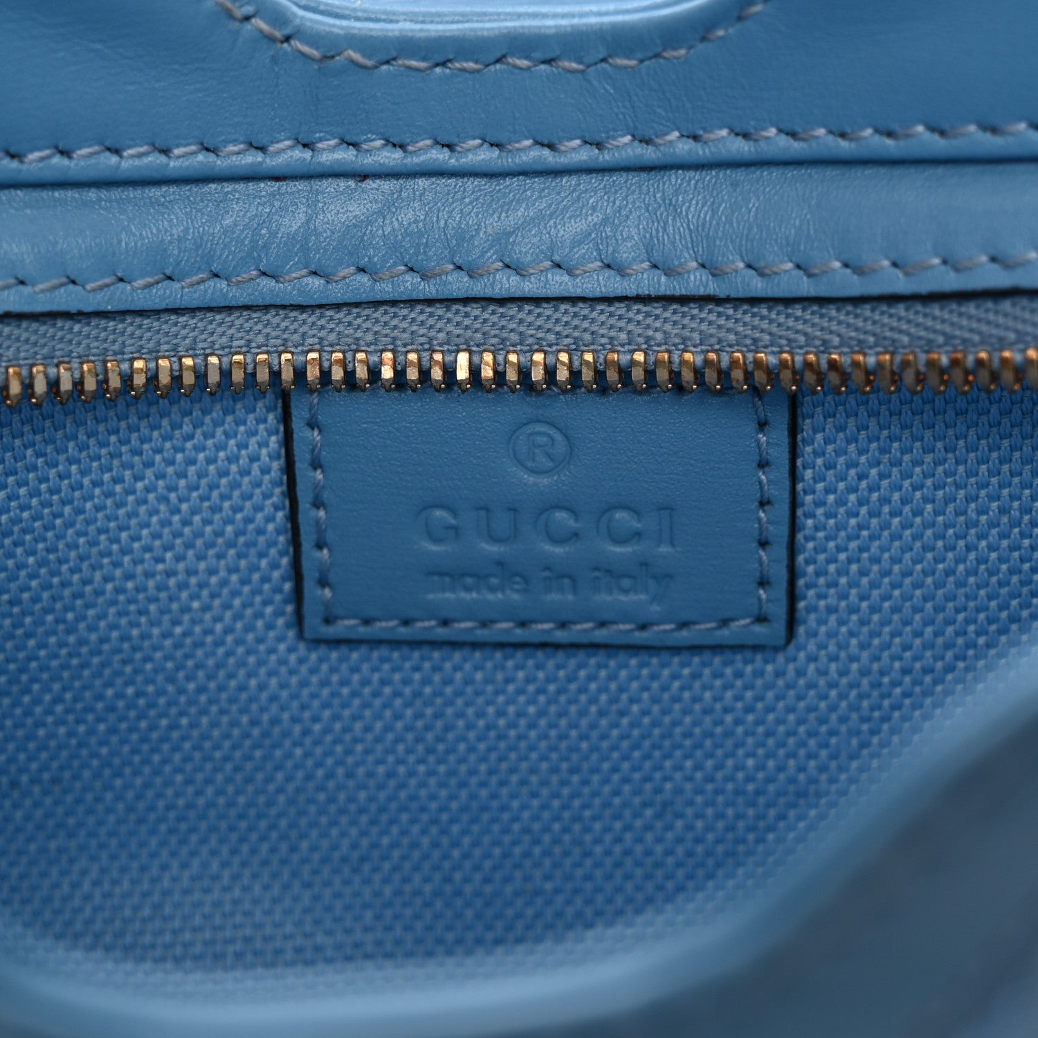 Gucci Calfskin Monogram Mini Moon Side Shoulder Bag Blue 6 of 11
