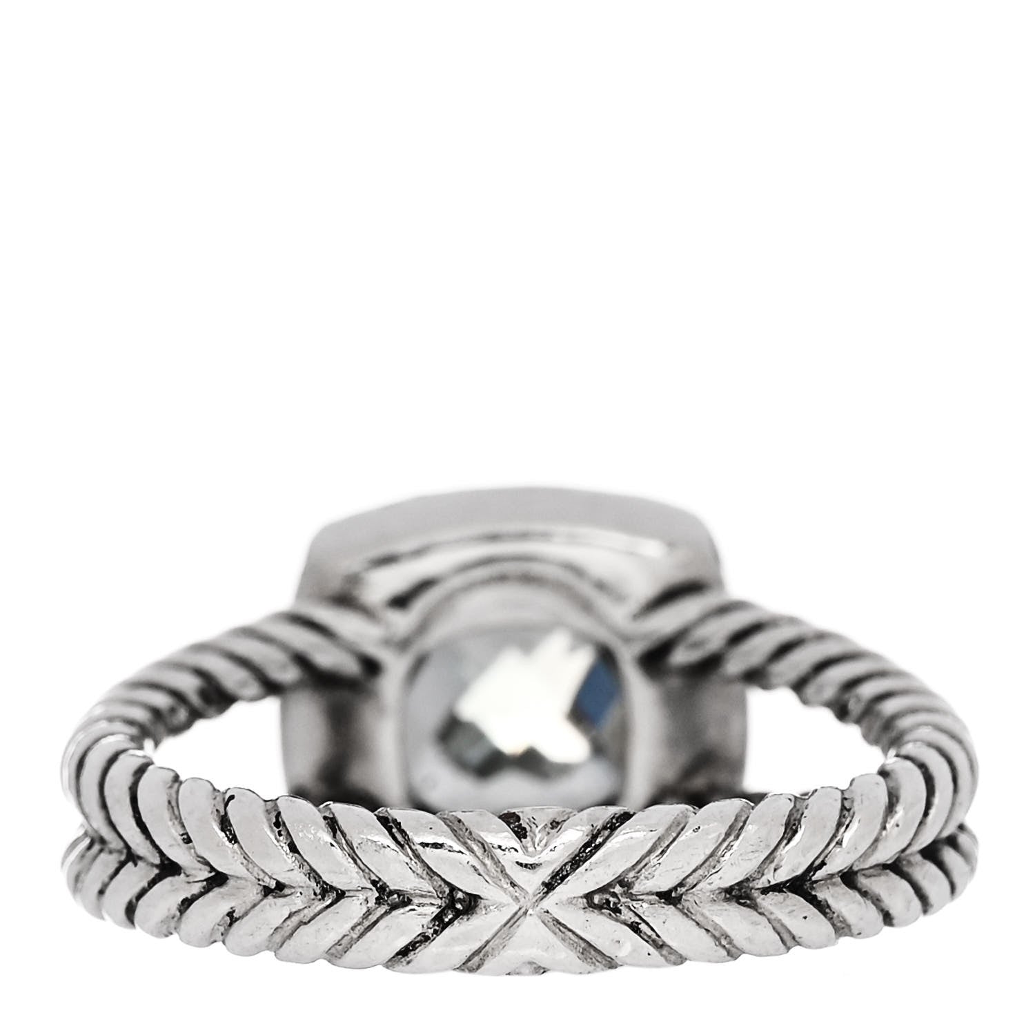 David Yurman Sterling Silver Diamond Prasiolite 7mm Petite Albion Ring 56 7.5 4 of 5