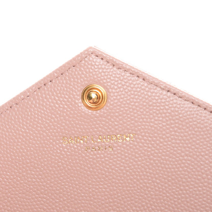 Saint Laurent Grain De Poudre Matelasse Chevron Monogram Envelope Chain Wallet Pale Pink 7 of 8